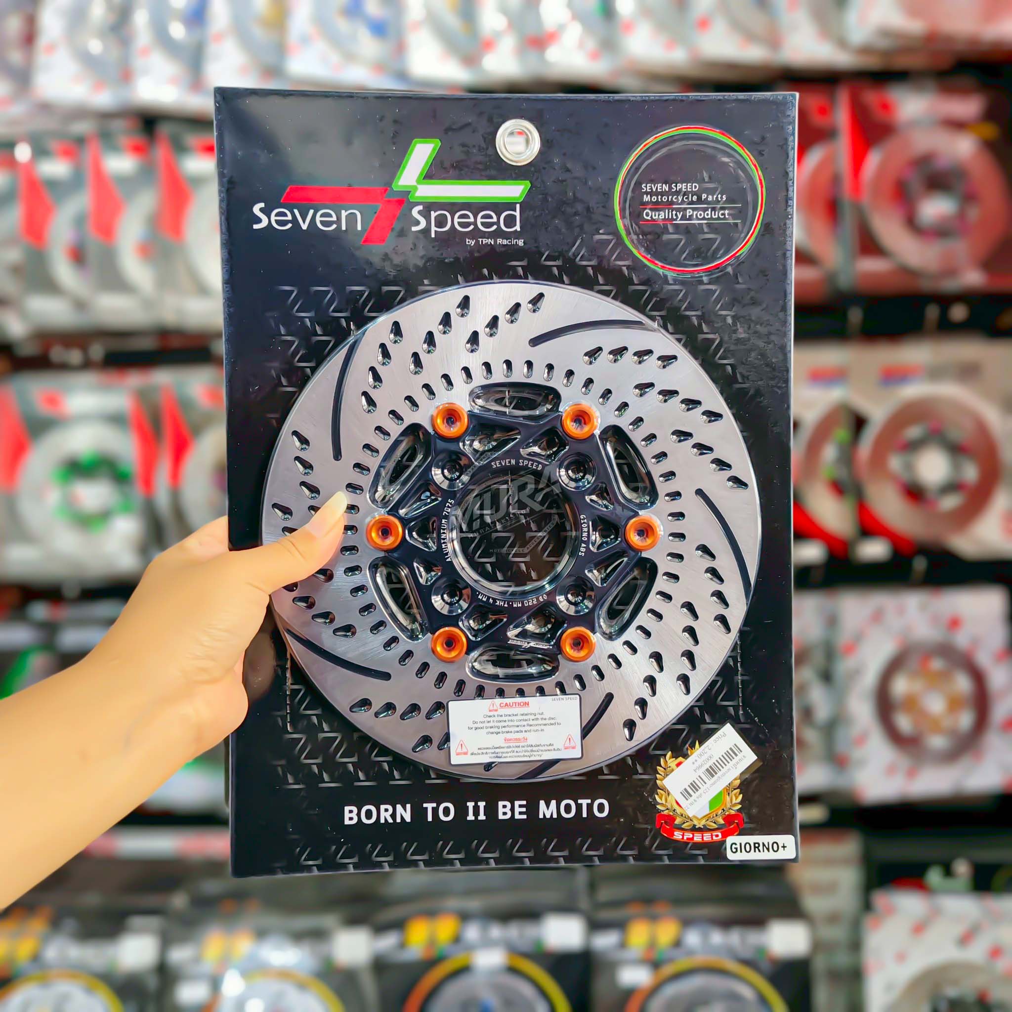 จานหน้า Seven-Speed ไส้ดำหมุดสีมี 7 สี รุ่น Giorno+ ABS ขนาดจาน 220mm.[เท่าเดิม] 🛒2200.-