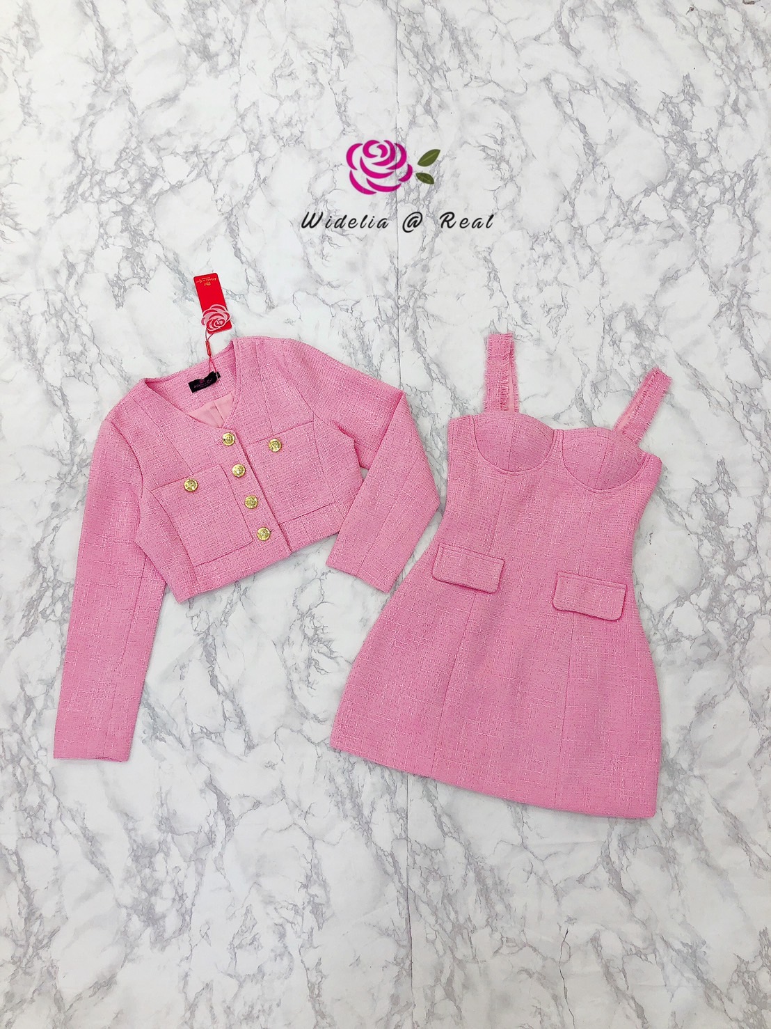Fashion Set แจ็คเก็ตกับเดรสแสนสวย (ชมพู)