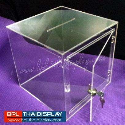 กล่องอะครีลิค หย่อนคูปองชิงโชค ขนาด 30 ซม./ประตูด้านหลัง