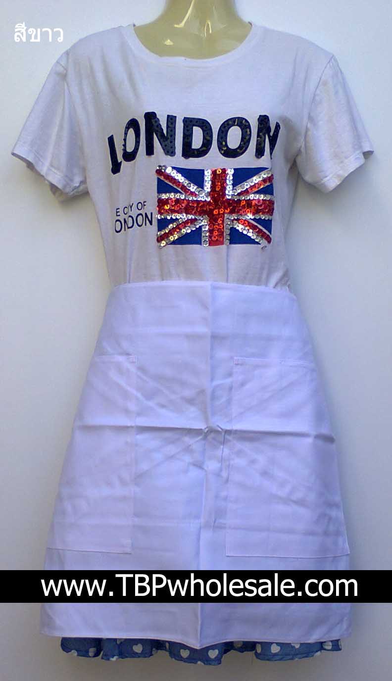 AP-007===ราคาส่ง 85 บาทต่อผืน ขั้นต่ำ 100 ผืน ผ้ากันเปื้อนครึ่งตัวผ้าคอมทวิวหนา (มีกระเป๋าสองด้าน,สายผูกเอว) Tel:0810110084/023972066