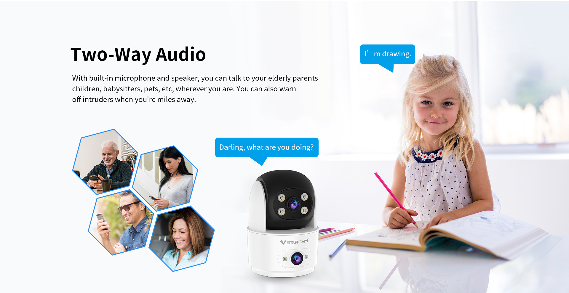 Vstarcam CS996DR กล้องวงจรปิดระบบ IP WIFI 2 MP กล้องเลนส์คู่ (Dual Len) Smart Color Night Vision มีไมค์และลำโพงในตัว BY BILLIONAIRE SECURETECH CS996DR