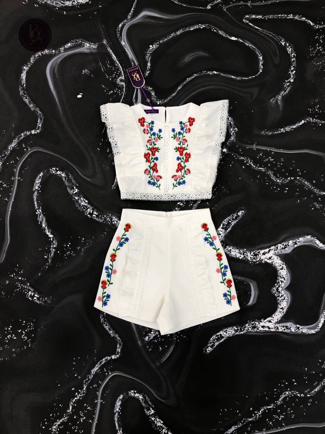 Korea Set เสื้อ+กางเกงเอวสูงสุดน่ารัก