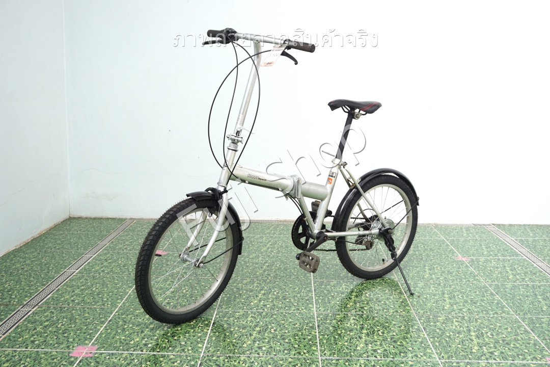 จักรยานพับได้ญี่ปุ่น - ล้อ 20 นิ้ว - มีเกียร์ - Happy Town - สีเงิน [จักรยานมือสอง]