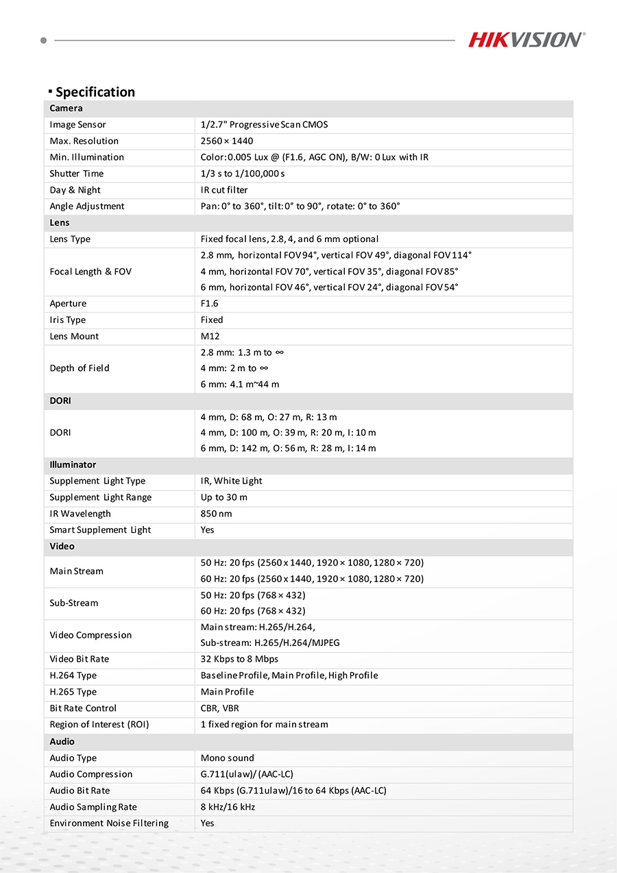 HIKVISION DS-2CV1043G2-LIDWF(B) (2.8 mm.) กล้องวงจรปิดระบบ IP WIFI 4 ล้านพิกเซล Dual Light + มีไมค์และลำโพงในตัว สำหรับใช้กับชุด WIFI KIT NVS ของ HIKVISION เท่านั้น BY BILLIONAIRE SECURETECH DS-2CV1043G2-LIDWF(B) (2.8 mm.)