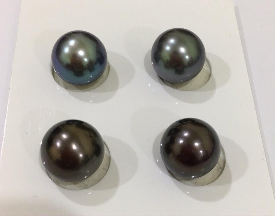 ต่างหูไข่มุก south sea สีดำ ขนาด 11-12 มิล เกรด AA ก้านเงินแท้
