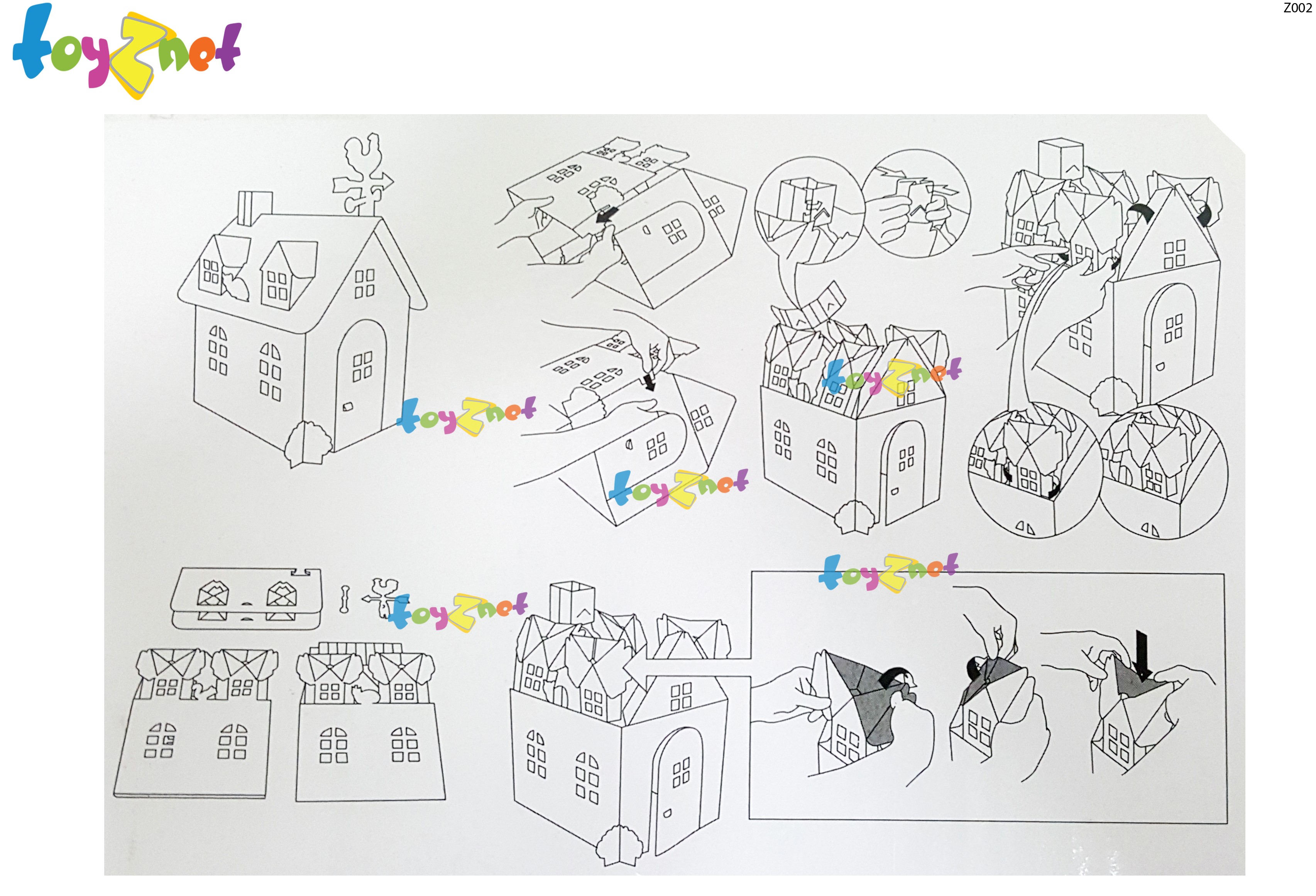 Toyznet ส่งฟรี บ้านกระท่อม กระดาษแข็ง ระบายสี เสริมทักษะ รุ่น Z002