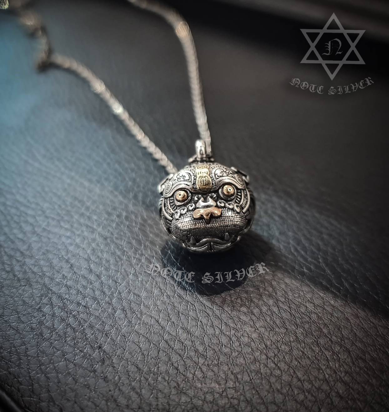 จี้กระดิ่งเงินแท้ลายหัวเสือ Sterling Silver 925 NSPD3391
