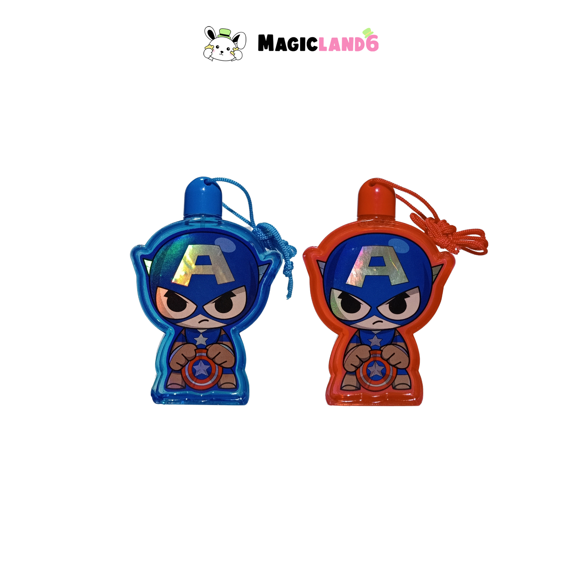 Bubbles Mini Captain America HE-1287 Marvel Toy ที่เป่าฟองกัปตันอเมริกา ฮีโร่ มาร์เวล เป่าฟองใส เป่าฟองลายการ์ตูนพร้อมสายคล้องคอ ของเล่นเด็ก ลายการ์ตูนมาร์เวล