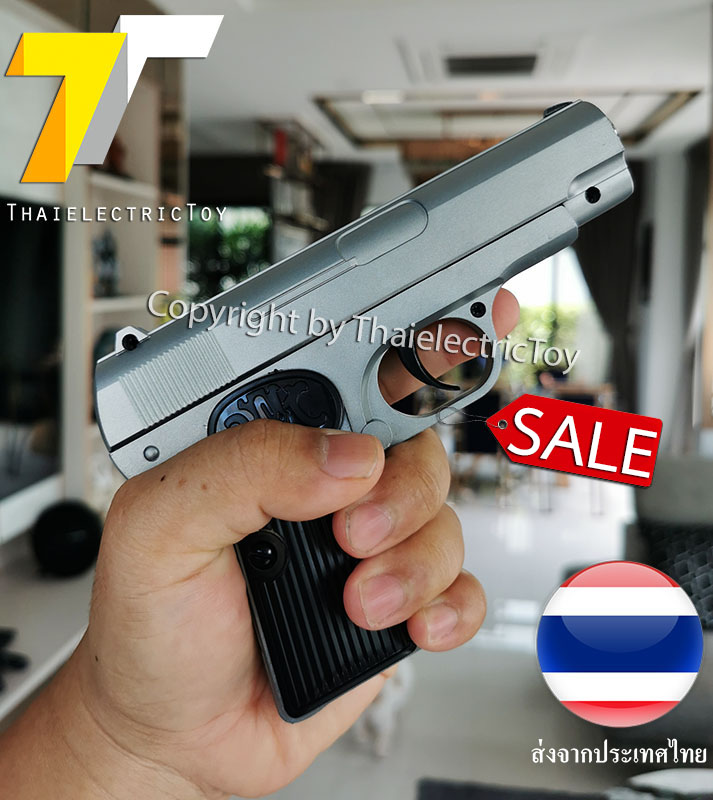 ปืนอัดลมเหล็ก FN Browning สีบอร์นเงิน ชักยิงทีล่ะนัด ลำกล้องยาว 6.2 นิ้ว ใช้ลูกกระสุนพลาสติก 6 มิล
