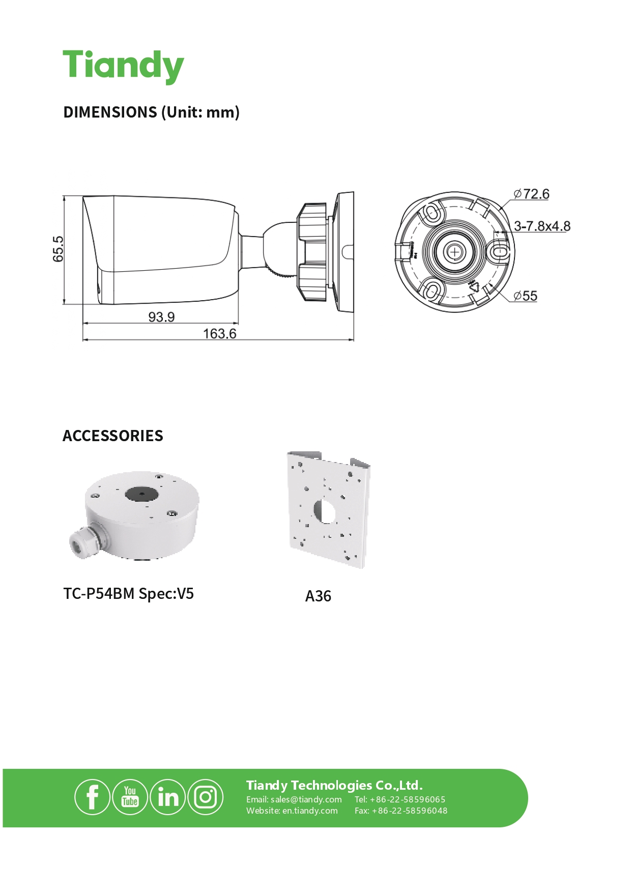 TIANDY TC-C34QN SPEC:I5W/E/Y/2.8MM/V4.2 กล้องวงจรปิด IP Camera 4MP IR 30M., มีไมค์ในตัว BY BILLIONAIRE SECURETECH TC-C34QN I5W/E/Y/2.8MM/V4.2