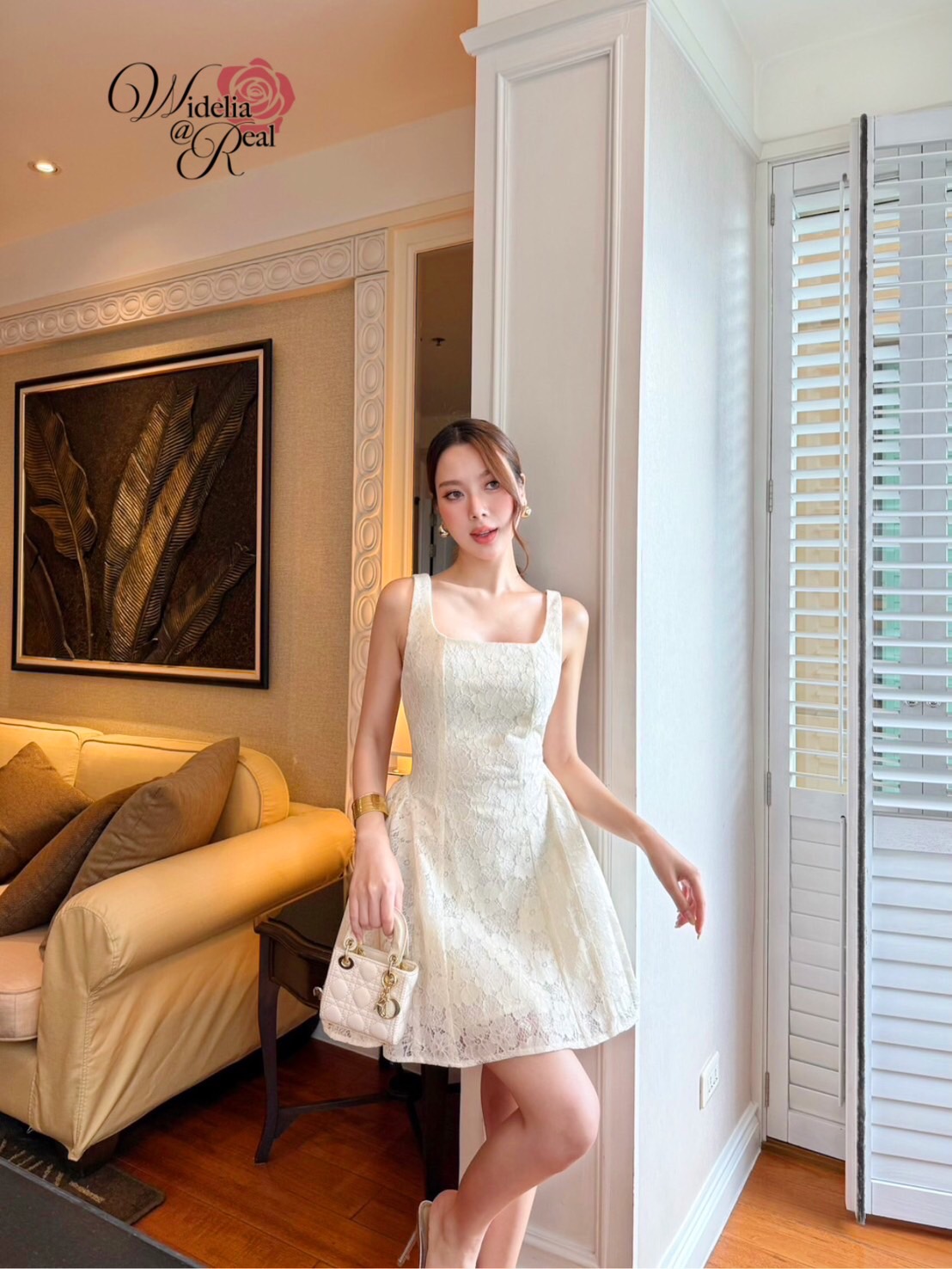 Korea Dress เดรสสายเดี่ยว ด้านหลังร้อยเชือกผูกโบว์