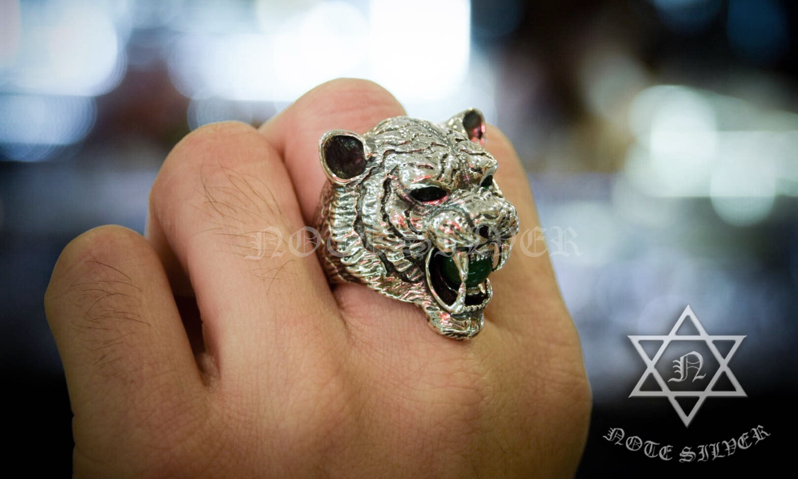 แหวนเงินแท้ เสือลายพาดกลอน Sterling Silver .925 NSRG1777
