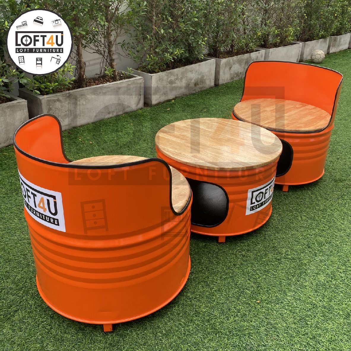 โต๊ะคาเฟ่2ที่นั่ง : Cafe Table Set : wooden cushion / 2 seats