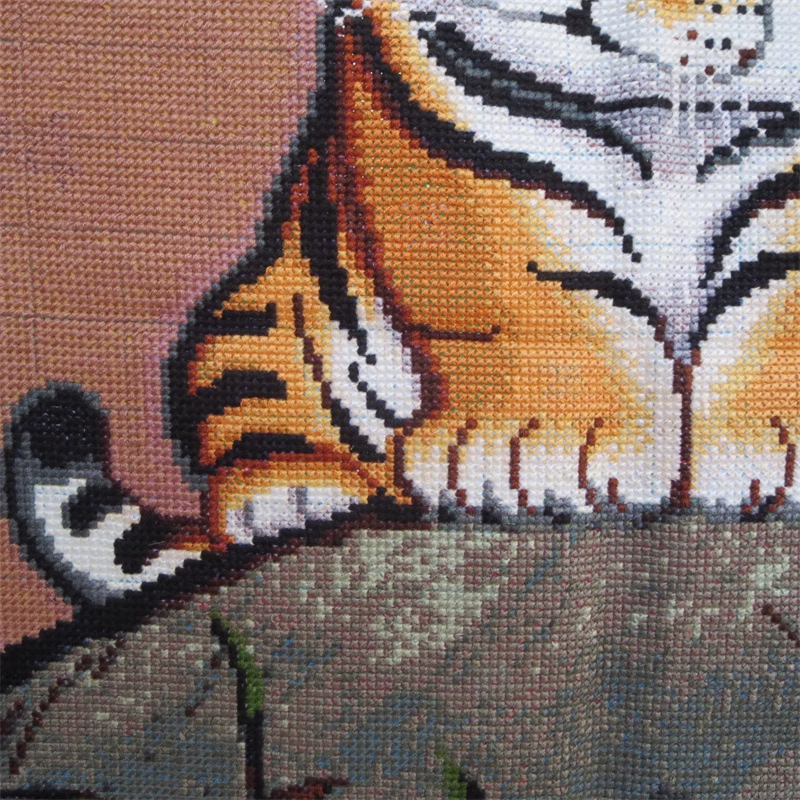 tiger-1003 *สินค้าหมด* ชุดปักครอสติช ลายเสือน้อย (ปักเต็มผืนผ้า ไม่มีเดินเส้น ผ้า11CTพิมพ์ลาย ปัก 3 เส้นเล็ก) ขนาด 51*63 ซม.ผ้าครอสติช 11CTพิมพ์ลายปักบนผ้า ไหมคอตตอน 29 สี ผังลาย เข็ม