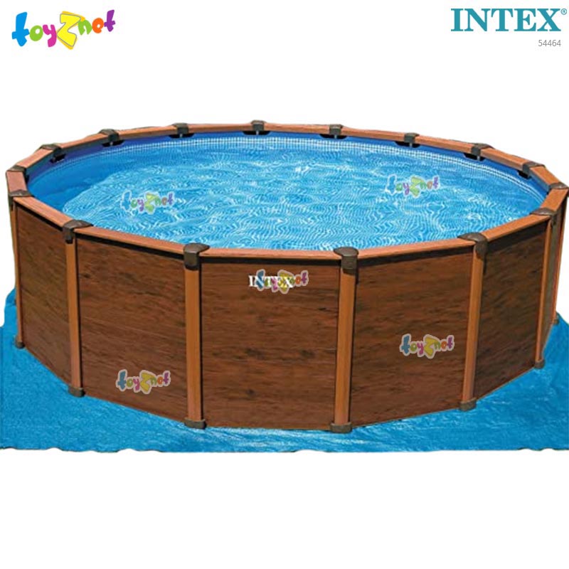 Intex 16ft 8in Wood-Grain Pool Set w/Cartr.-Saltwater System (5.08 x 1.24 m) No.54464
