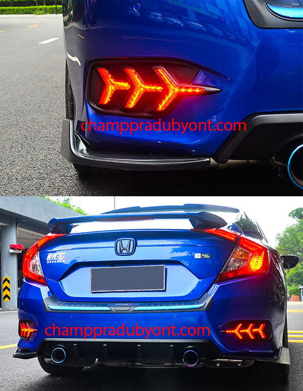 ไฟทับทิมกันชนท้าย HONDA CIVIC 2016-2017 แดง LED ทรง LAMBORGINI