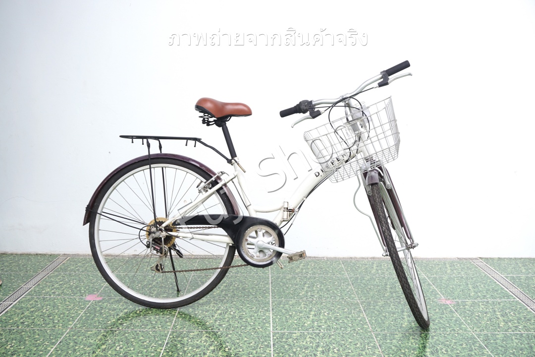 จักรยานแม่บ้านพับได้ ญี่ปุ่น - ล้อ 26 นิ้ว - เกียร์ 6 สปีด - สีขาว [จักรยานมือสอง]