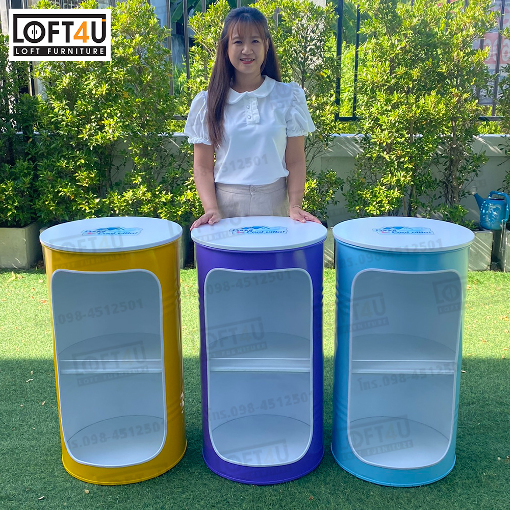 ชั้นเก็บของ100L. รีสอร์ท วิลล่า : Barrel storage cabinet (ชั้นเปิด/ท็อปไม้)