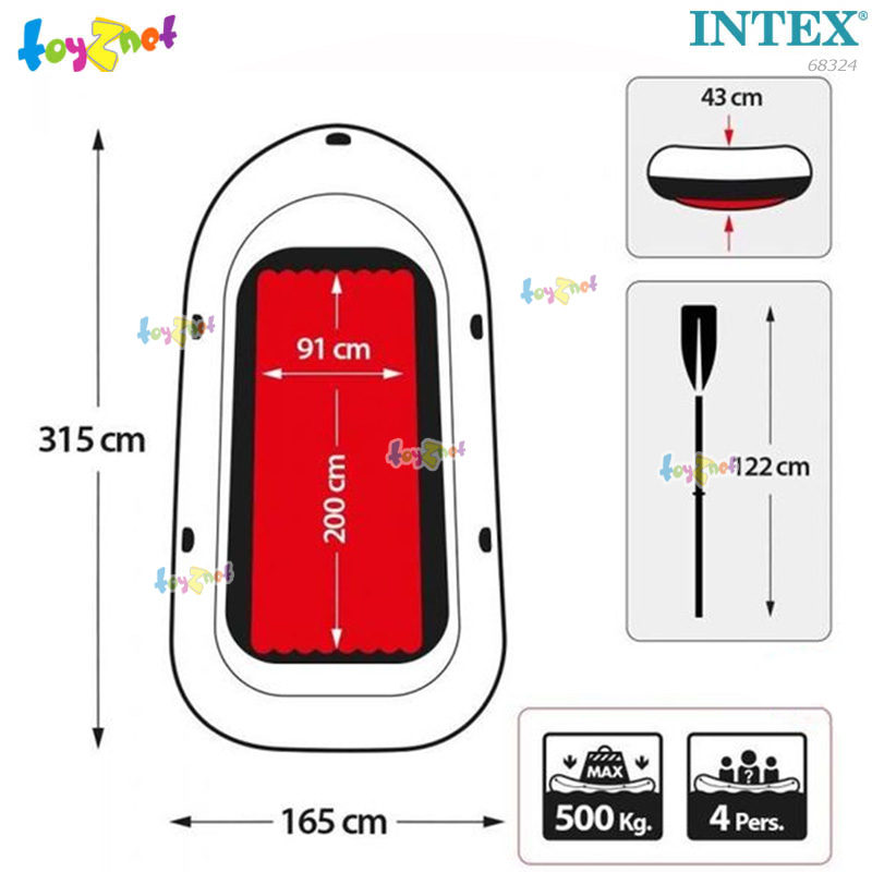 Intex Excursion 4 Boat Set w/Air Pump & Alum. Oars no.68324