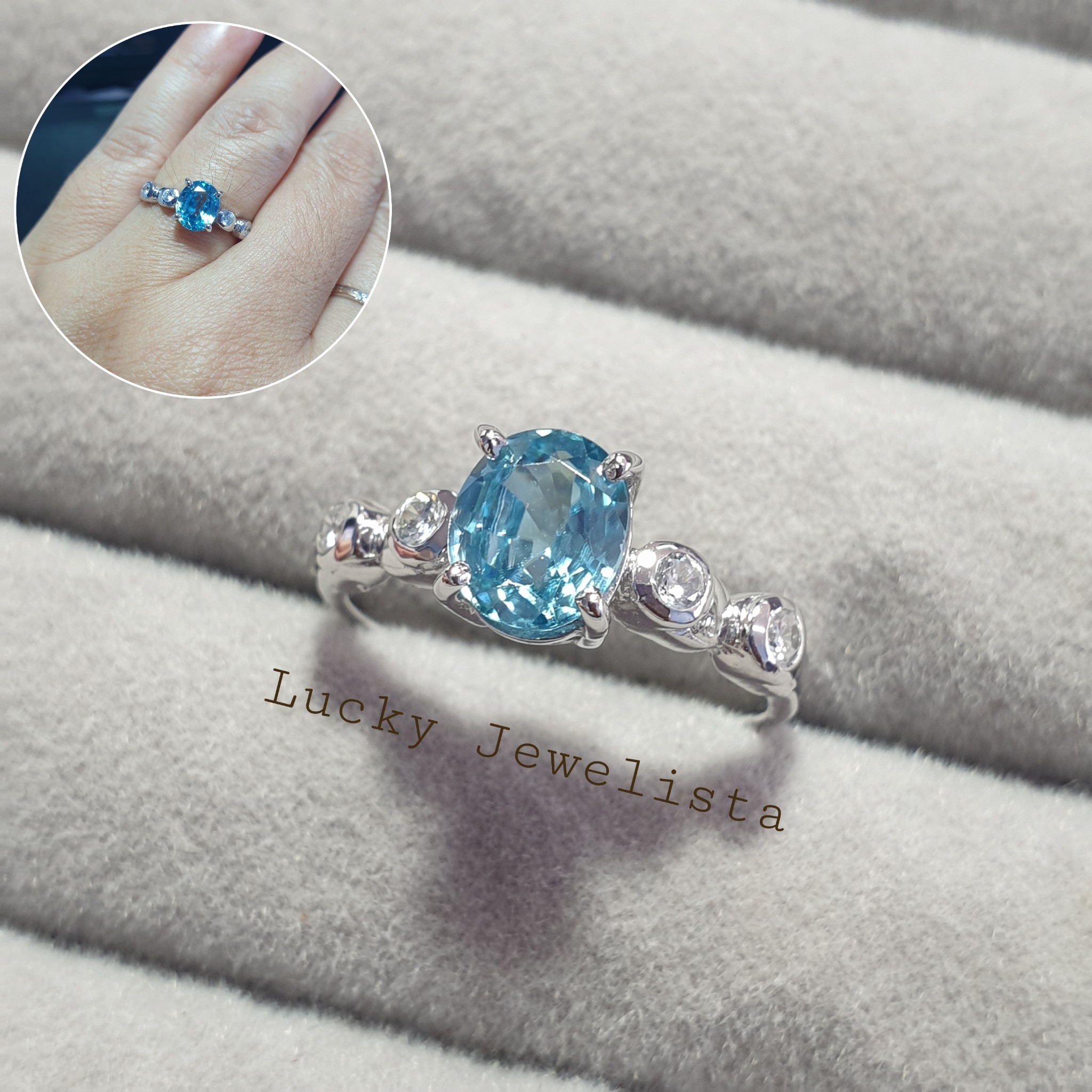แหวนพลอยเพทาย สีฟ้า Blue Zircon สีฟ้า 1.75 กะรัต 1