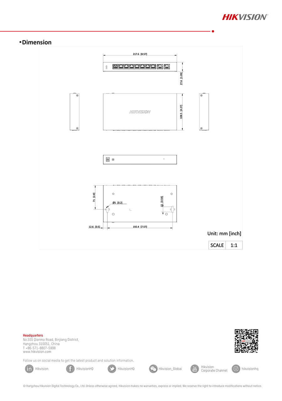 HIKVISION DS-3E1510P-EI/M 8 Port Gigabit Smart POE Switch 65W BY BILLIONAIRE SECURETECH DS-3E1510P-EI/M