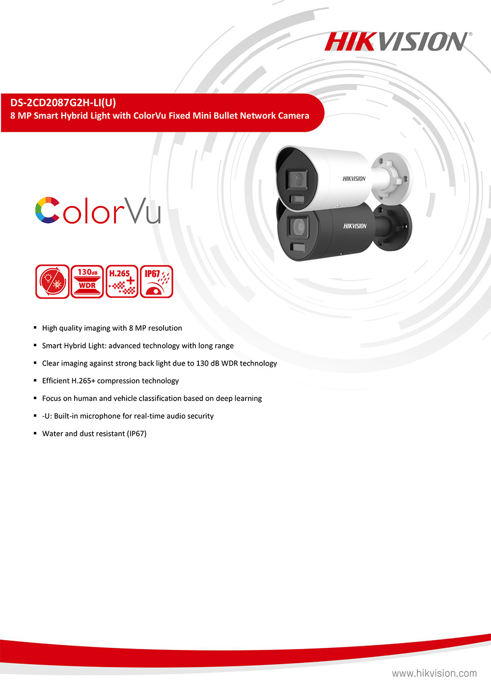 HIKVISION DS-2CD2087G2H-LIU (2.8 mm.) CCTV IP CAMERA 8MP Smart Hybrid Light with ColorVu BY BILLIONAIRE SECURETECH DS-2CD2087G2H-LIU (2.8 mm.)