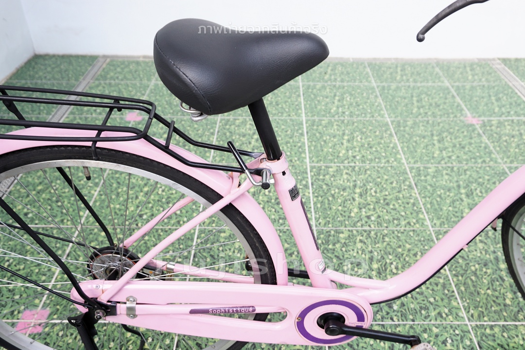 จักรยานแม่บ้านญี่ปุ่น - ล้อ 26 นิ้ว - ไม่มีเกียร์ - ไฟหน้าอัตโนมัติ - สีชมพู [จักรยานมือสอง]