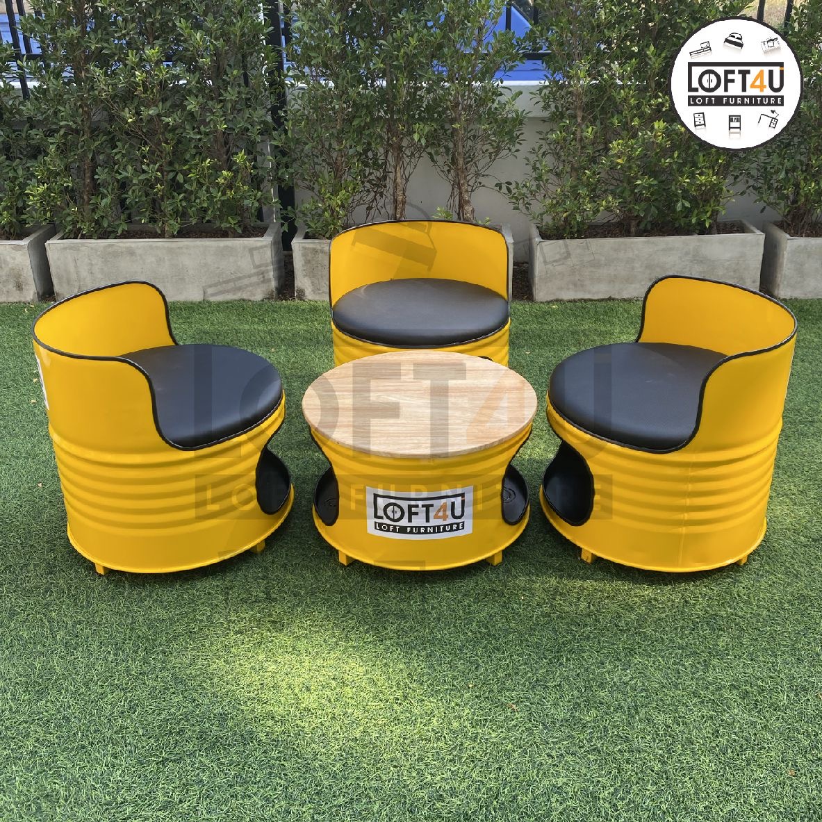 โต๊ะคาเฟ่ : Cafe Table Set : leather cushion / 3 seats