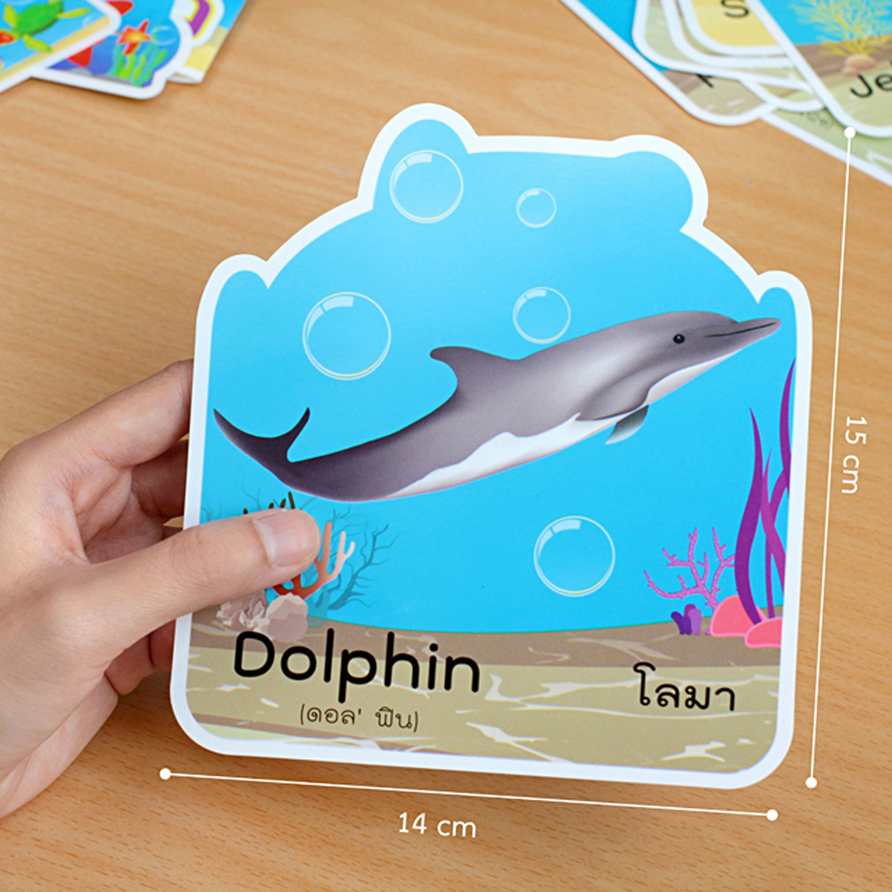 ขนาดแผ่นบัตรคำ จัดบอร์ด ชุดสัตว์ Animals 15ชิ้น ET-772 สัตว์น้ำ