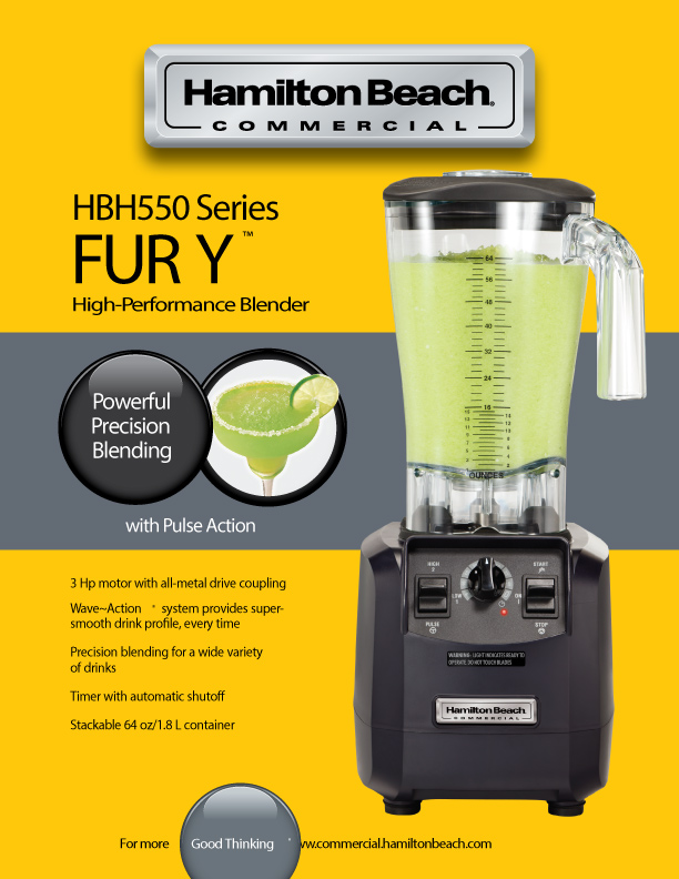 HAMILTON HBH550-CE - เครื่องปั่นสมูทตี้ เครื่องปั่นอาหาร มอเตอร์ 3Hp. โถ 1.8 ลิตร
