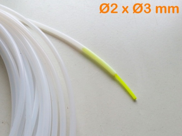 PTFE Teflon Tube สำหรับ 1.75mm (ID2mm OD3mm) ใส่กับ nozzle throat (6 บาท/10cm)