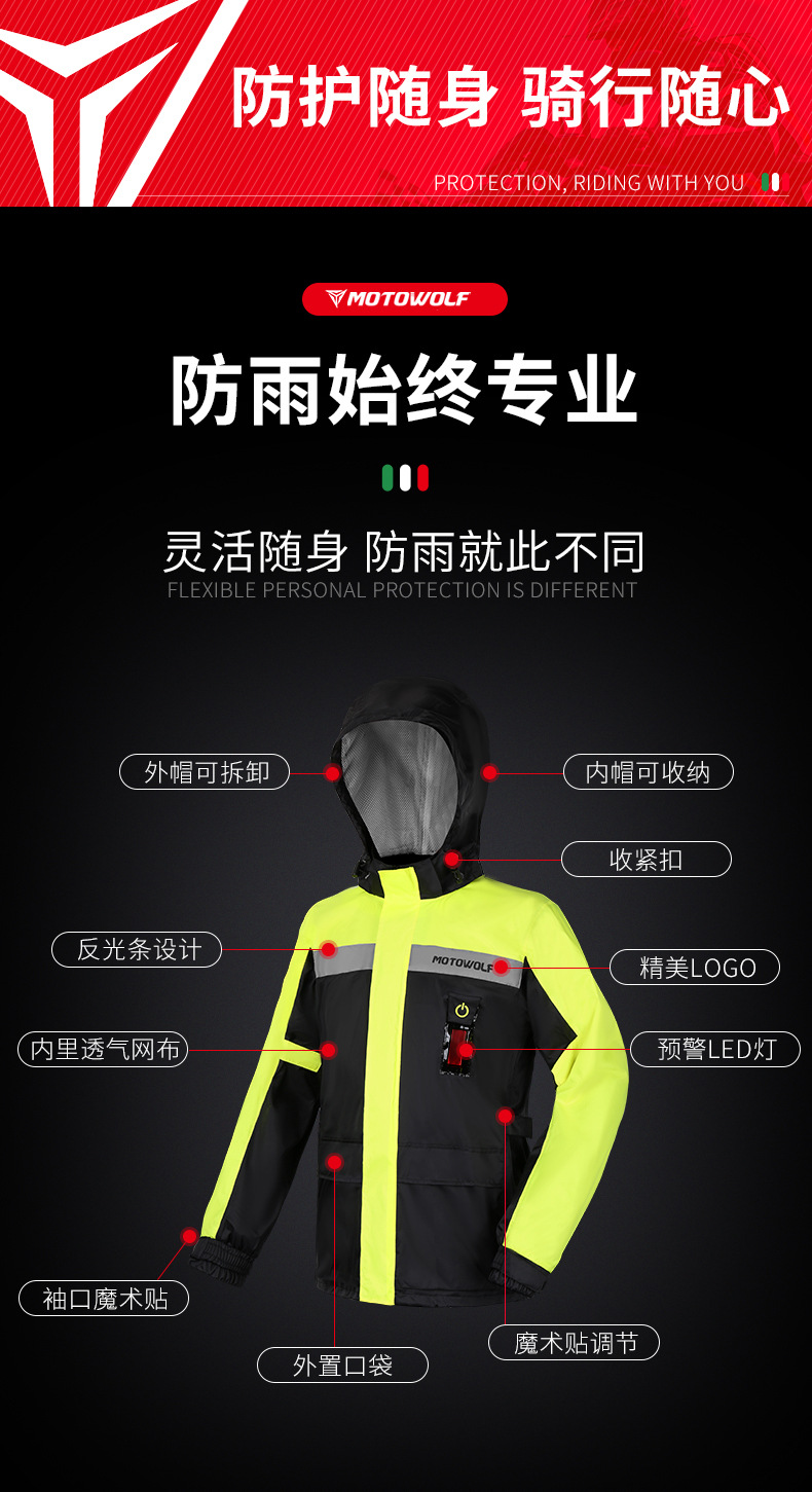 เสื้อและกางเกงกันฝน MOTOWOLF MDL0402