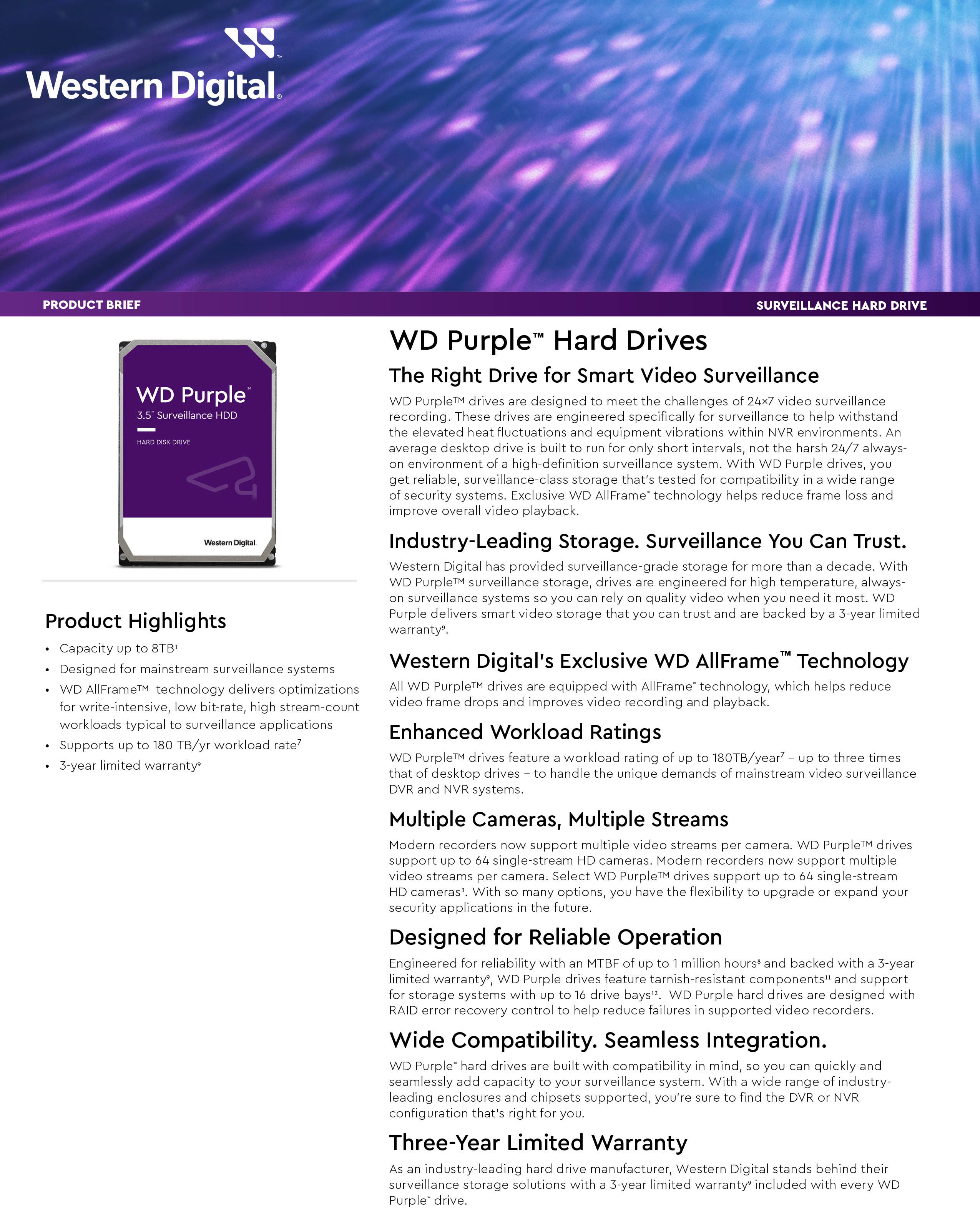 WD WD11PURZ WD PURPLE 1TB Harddisk For CCTV SATA3 3.5" BY BILLIONAIRE SECURETECH WD11PURZ