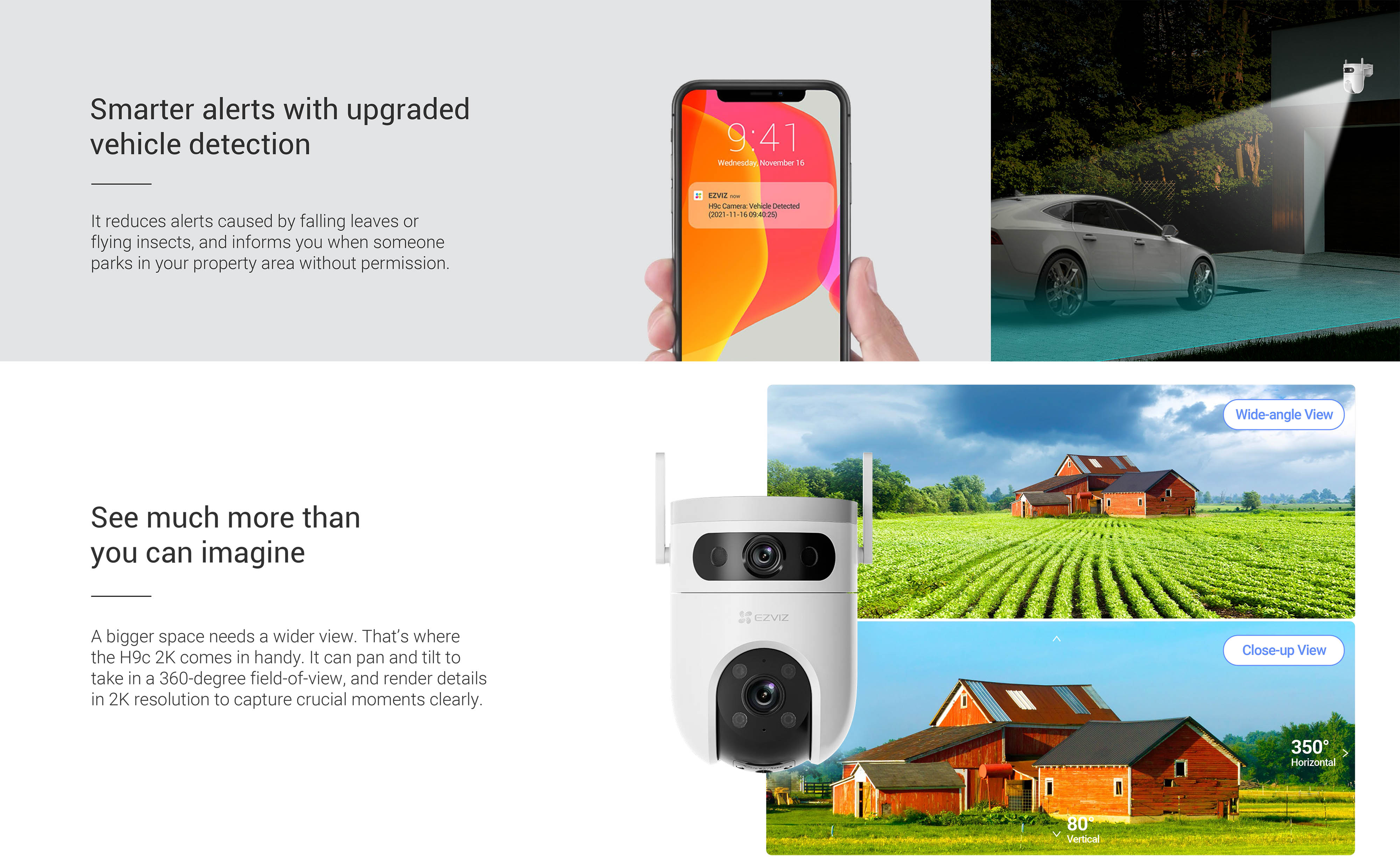 EZVIZ H9c Dual 2K กล้องวงจรปิดระบบ IP WIFI ความละเอียด 2K DUAL LENS ภาพสี 24 ชม. มีไมค์และลำโพงในตัว ติดตั้งภายนอกได้ BY BILLIONAIRE SECURETECH EZVIZ H9c Dual 2K