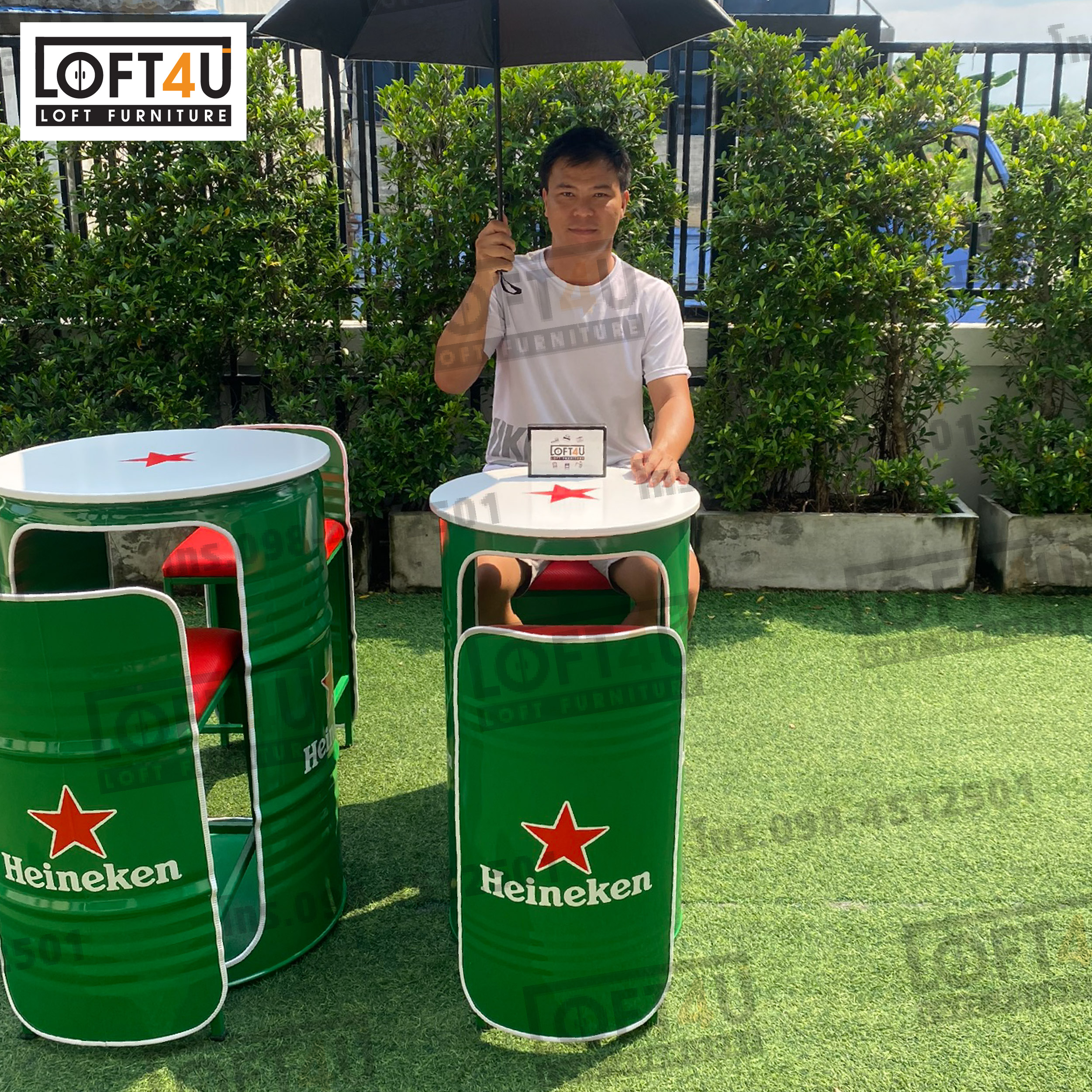 โต๊ะบาร์ คาเฟ่ 100L: Bar table set : 2 seats