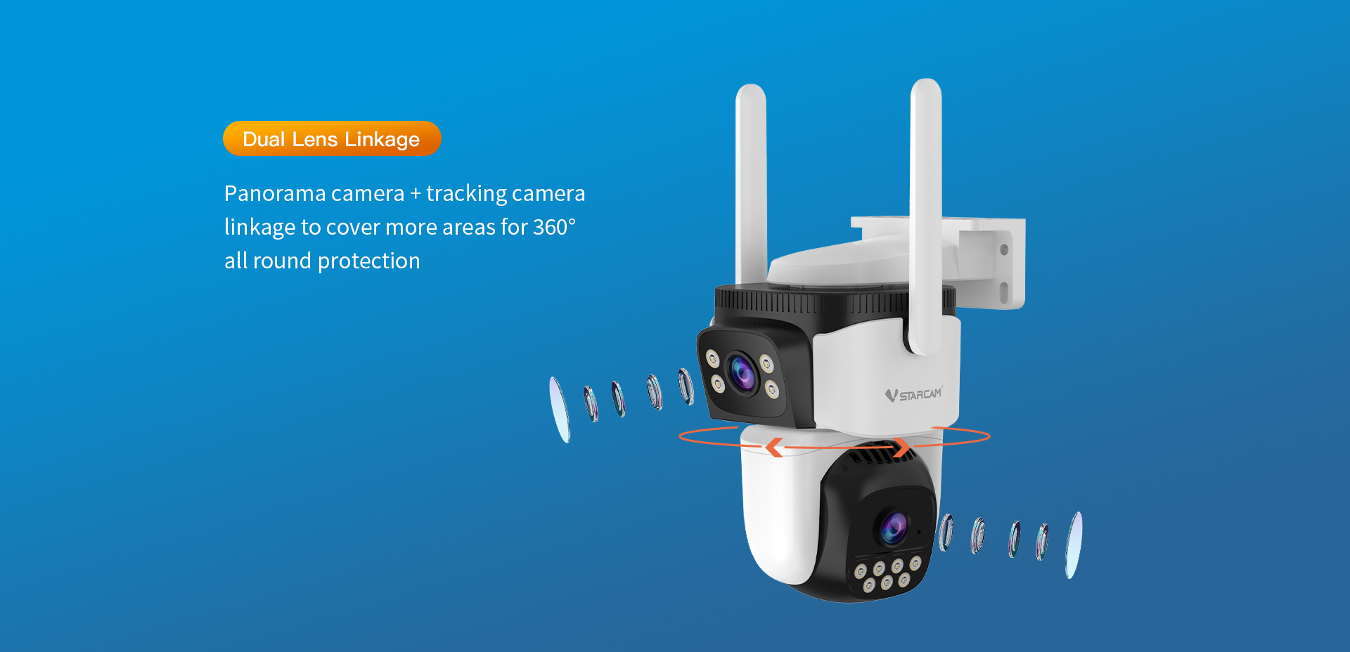 Vstarcam CS621DR กล้องวงจรปิดระบบ IP WIFI 2 MP กล้องเลนส์คู่ Color Night Vision มีไมค์และลำโพงในตัว ติดตั้งภายนอกได้ BY BILLIONAIRE SECURETECH CS621DR