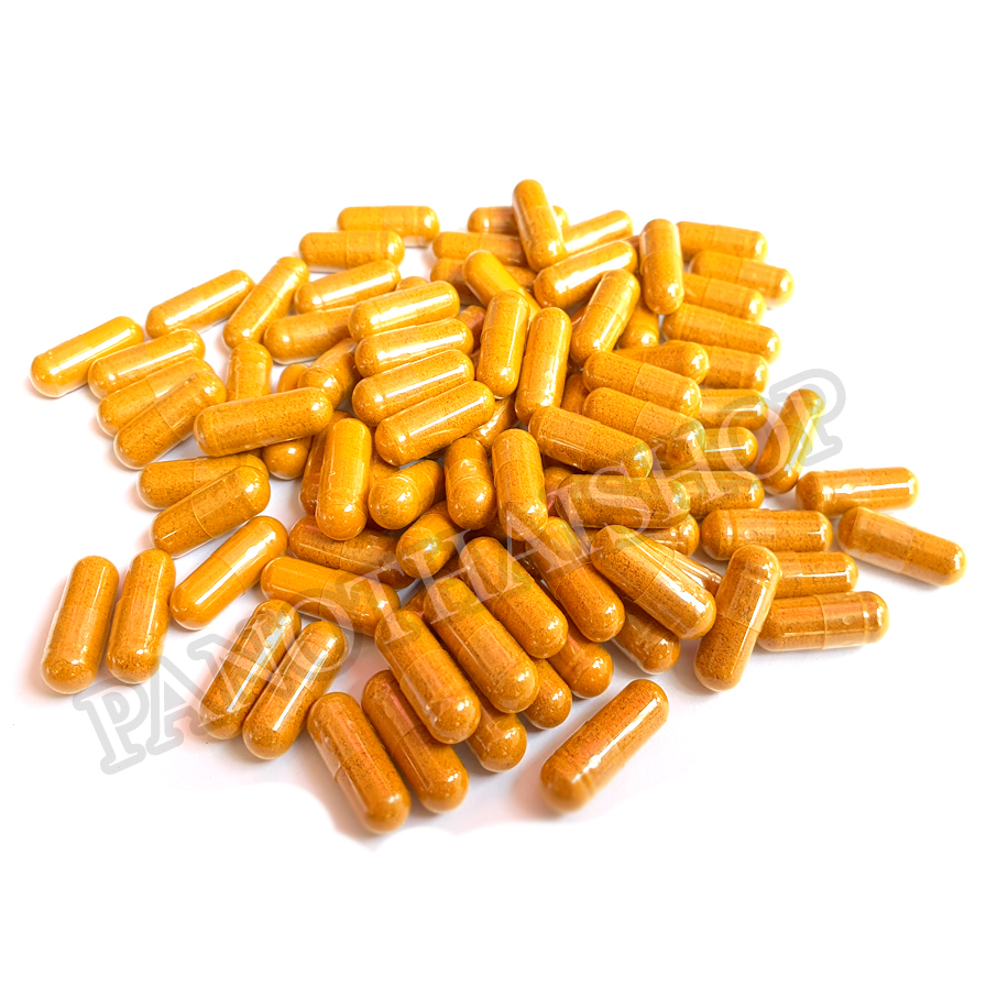 Turmeric Capsule ขมิ้นชัน 100% ชนิด 100 แคปซูล ลดกรดไหลย้อน ท้องอืด ท้องเฟ้อ สินค้าโอทอป สมุนไพรธรรมชาติ 100%