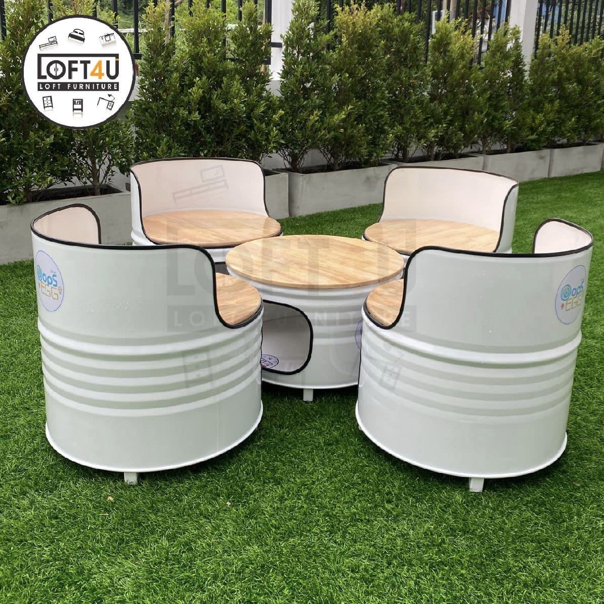 โต๊ะคาเฟ่ Cafe Table Set : wooden cushion / 4 seats