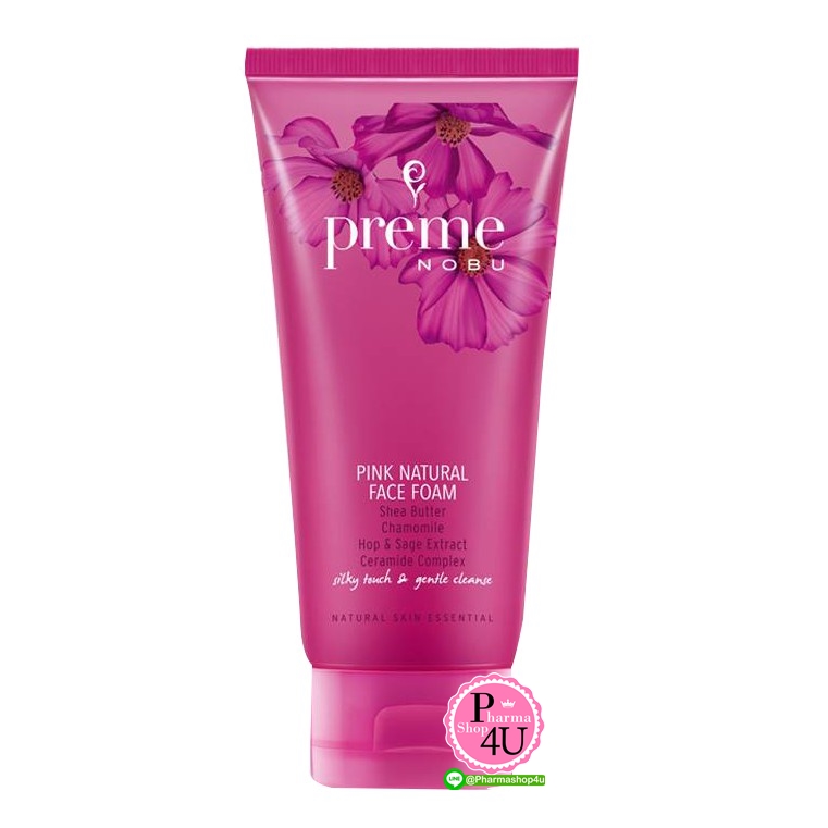 (สีชมพู) Preme Nobu Pink Natural Face Foam 30g พรีม โนบุ พิ๊งค์ เนเชอรัล เฟซ โฟม 30กรัม โฟมล้างหน้า สูตรอ่อนโยน