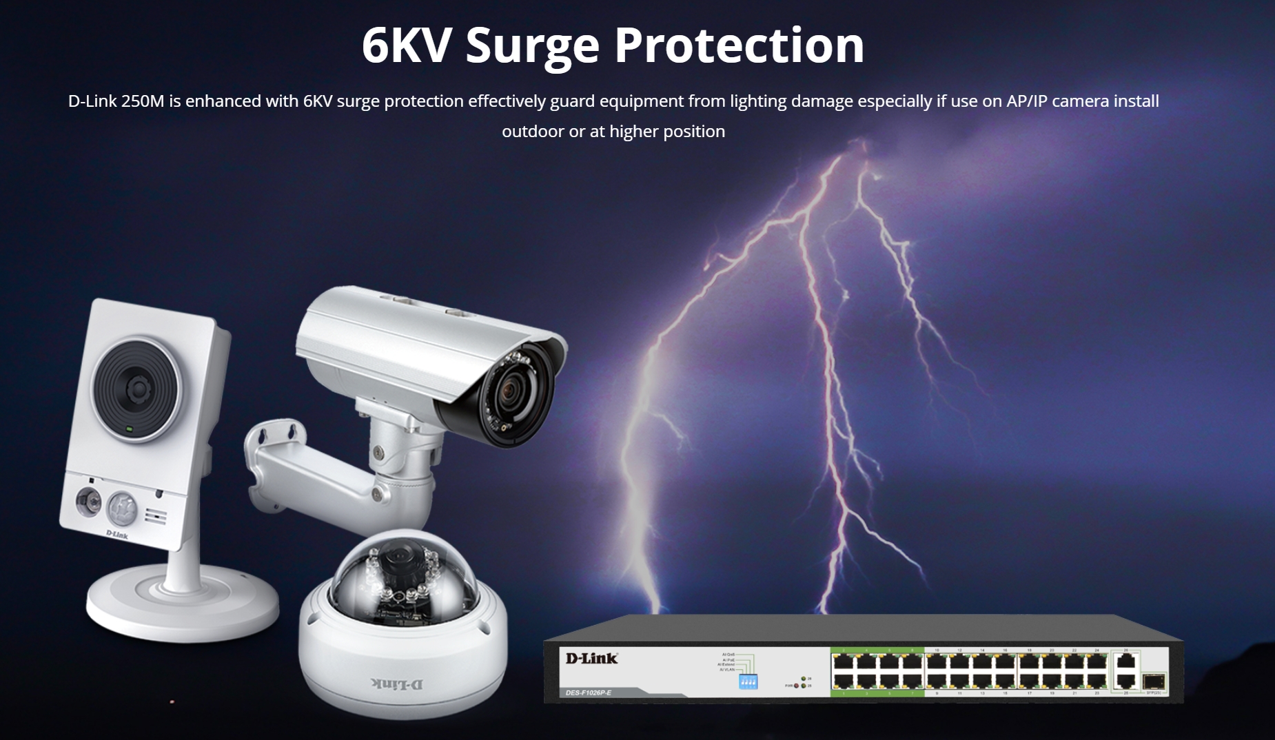 D-LINK DES-F1026P-E : 250M 24-Port Fast Ethernet PoE Switch with 24-port POE+ (250W) with 2 x Gigabit Uplink Ports with 1 Combo SFP BY BILLIONAIRE SECURETECH DES-F1026P-E