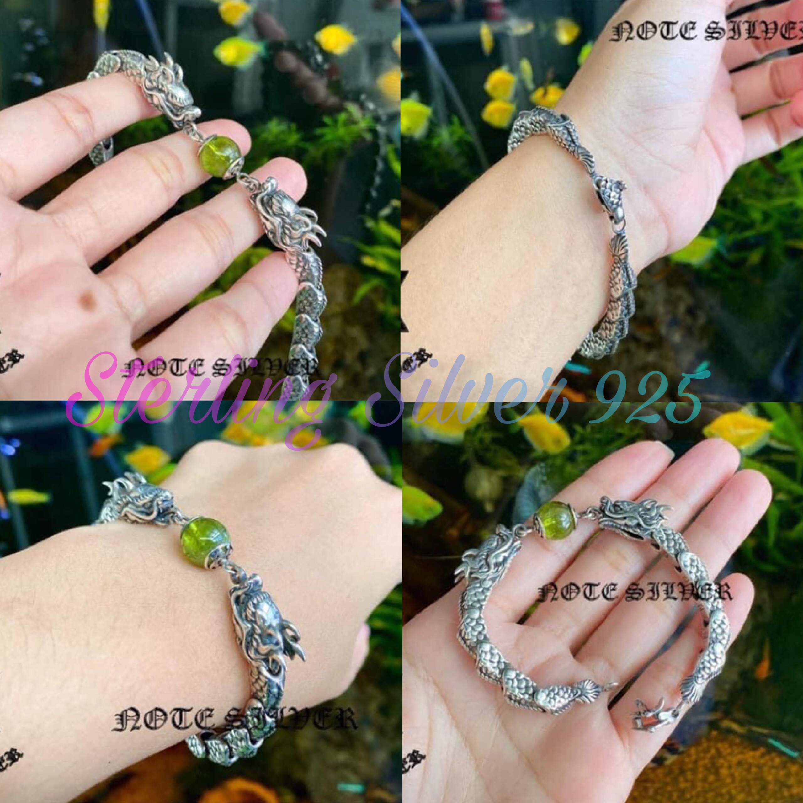 สร้อยข้อมือเงินแท้ มังกรคาบเพอริดอท Sterling Silver 925 NSBL1369