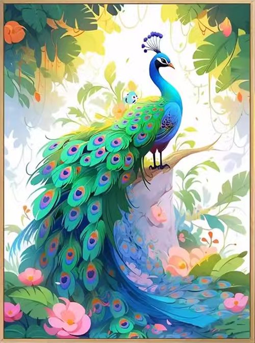 peacock-1046 *พร้อมส่ง* ชุดปักครอสติช ลายนกยูงในสวนดอกไม้ (ปักเต็มผืนผ้า ไม่มีเดินเส้น ผ้า9CTพิมพ์ลาย ปัก 4 เส้นเล็ก) ขนาด 65*80 ซม.ผ้าครอสติช 9CTพิมพ์ลายปักบนผ้า ไหมคอตตอน 45 สี ผังลาย เข็ม