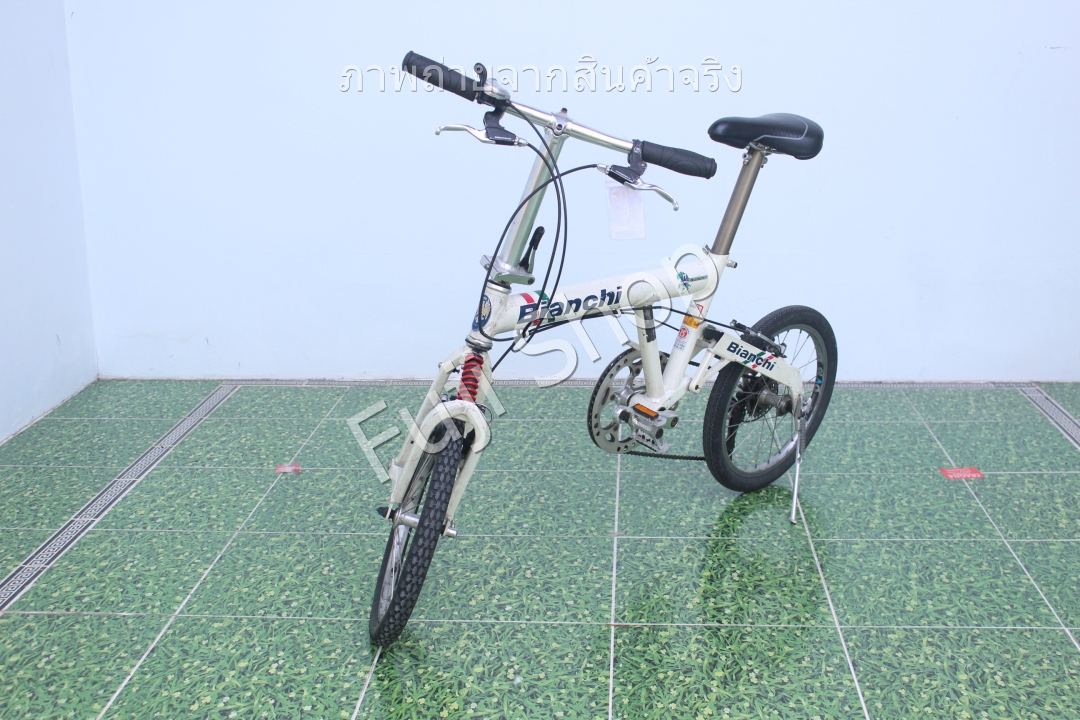 จักรยานพับได้ญี่ปุ่น - ล้อ 18 นิ้ว - ขาไก่ - เกียร์ 7 สปีด - อลูมิเนียม - Bianchi - สีขาว [จักรยานมือสอง]