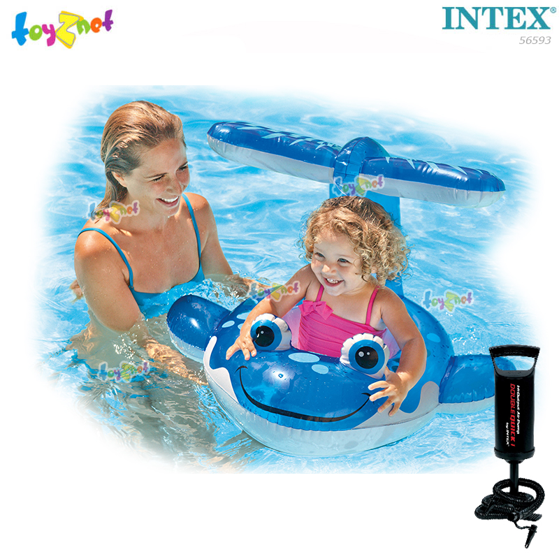 Intex ส่งฟรี ห่วงยางเด็กสอดขารูปปลาวาฬน้อย 1.04 x 0.84 ม. รุ่น 56593 + ที่สูบลมดับเบิ้ลควิ๊ก วัน