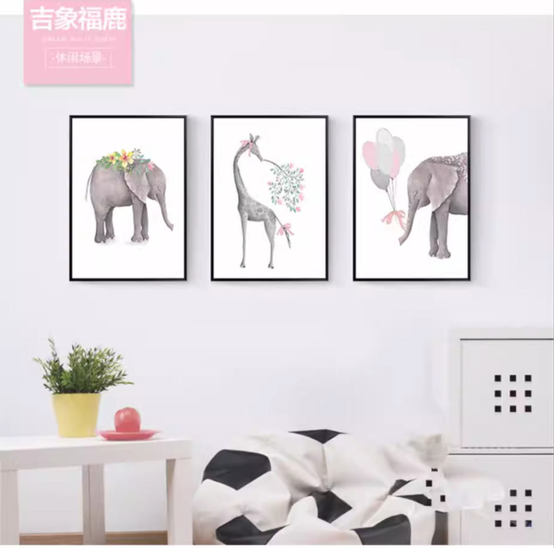 chang-1004 *พร้อมส่ง* ชุดปักครอสติช ลายเซต 3 ชิ้น ช้างคู่ยีราฟ (ไม่มีเดินเส้น ผ้า11CTพิมพ์ลาย ปัก 3 เส้นเล็ก) ขนาด 157*75 ซม.ผ้าครอสติช 11CTพิมพ์ลายปักบนผ้า ไหมคอตตอน 47 สี ผังลาย เข็ม