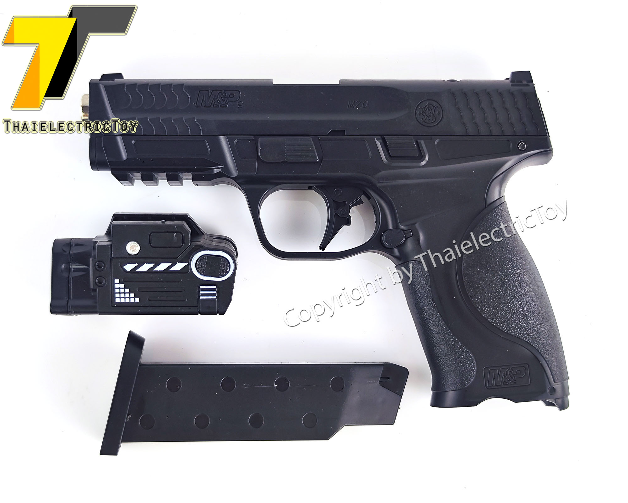 ปืนอัดลมพลาสติก Sig sauer m&p 9 ชักยิงทีล่ะนัด ลำกล้องยาว 7.5 นิ้ว หนัก 318 กรัม แขวนสไลน์ได้