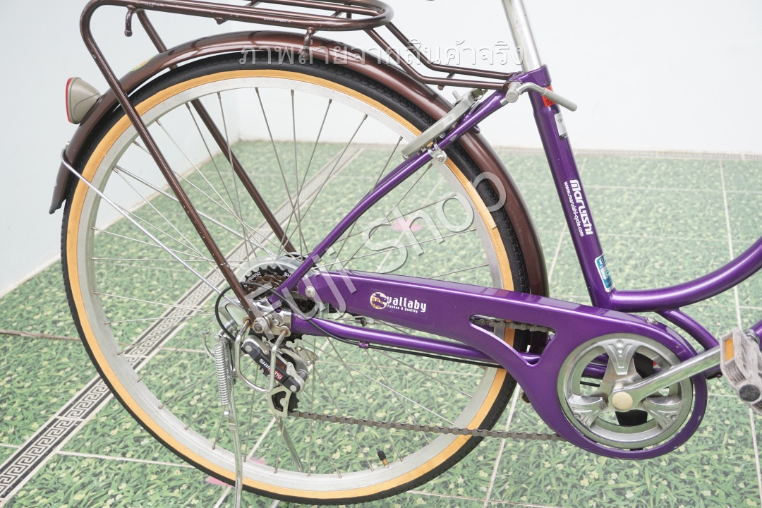 จักรยานแม่บ้านญี่ปุ่น - ล้อ 26 นิ้ว - เกียร์ 6 สปีด - ไฟหน้าอัตโนมัติ - สีม่วง [จักรยานมือสอง]