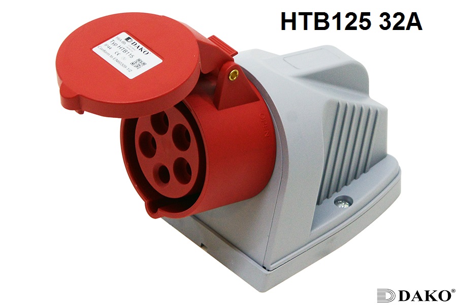 HTB125 ปลั๊กตัวเมียติดลอย 3P+N+E 32A 400V IP44 6h