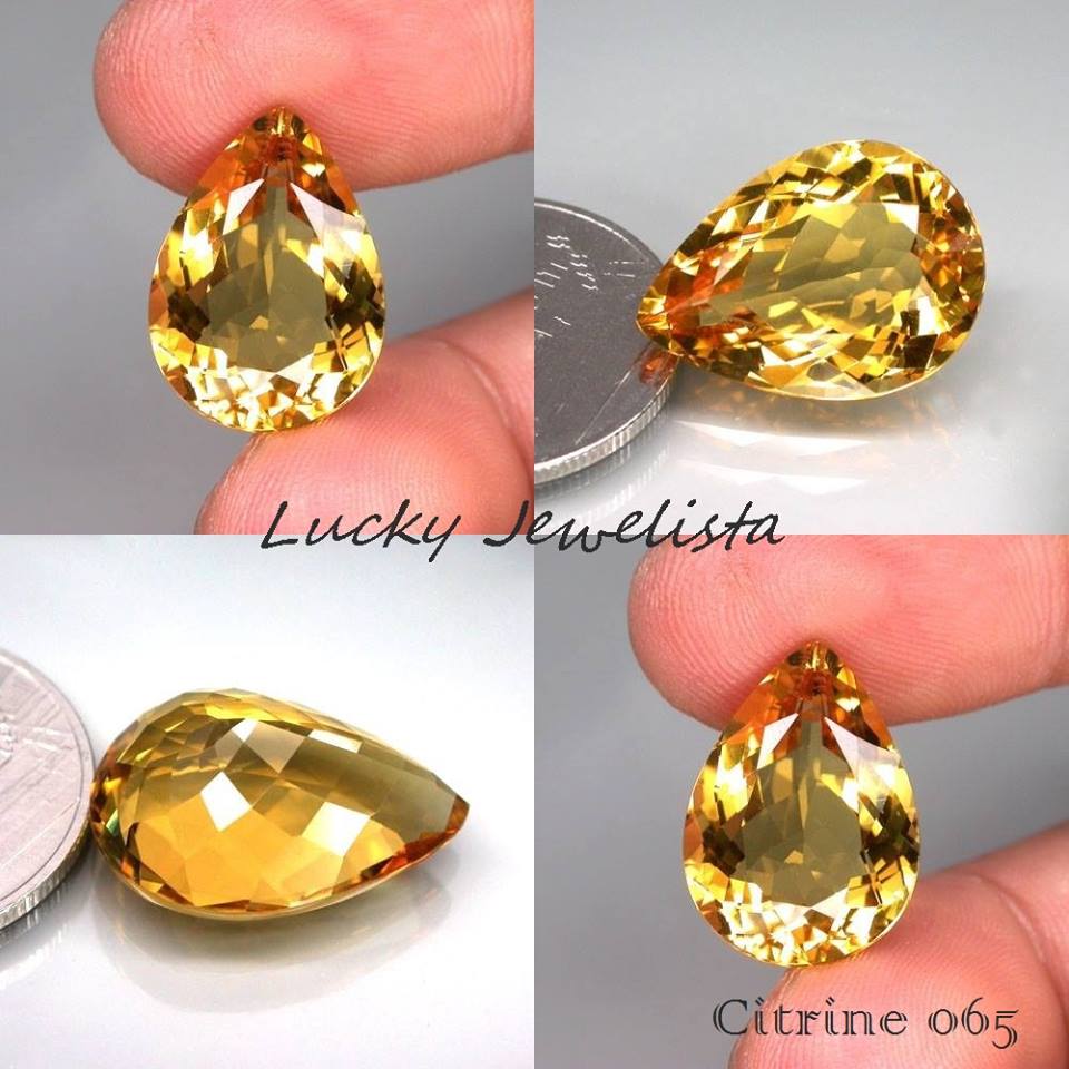 พลอยซิทริน Critrine ทรงหยดน้ำ สีเหลืองทอง น้ำหนัก 10.75 กะรัต
