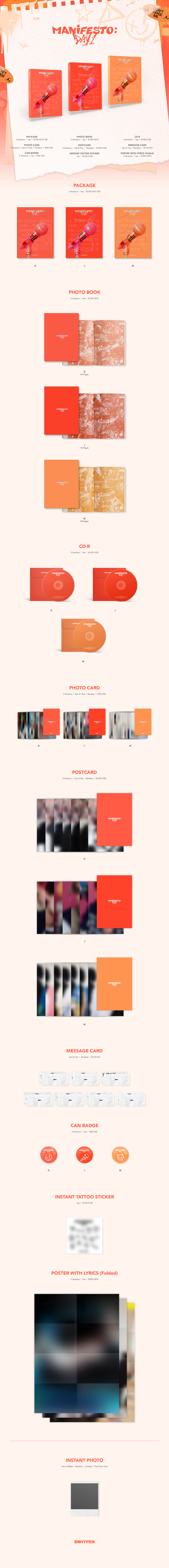 [PRE-ORDER] ENHYPEN - MANIFESTO : DAY 1